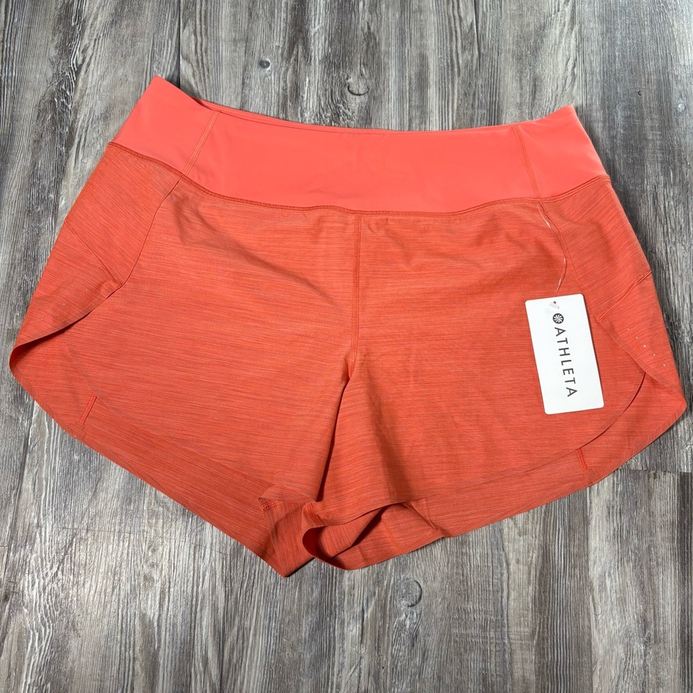 Athleta Women’s Run With It Textured 3.5” Shorts Size 1X Orange NWT